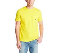 Nautica Camiseta de Manga Corta con Bolsillo y Cuello Redondo sólido, Zest, M para Hombre