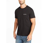 Nautica - Camiseta de manga corta con cuello redondo para hombre, Negro (true black solid), Medium