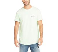 Nautica - Camiseta de Manga Corta con Cuello Redondo para Hombre, Verde Liso, pátina, Medium