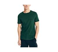 Nautica - Camiseta de Manga Corta con Cuello Redondo para Hombre, Verde (Tidal Green Solid), Large