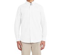 Nautica Camiseta de Manga Larga Oxford con Botones para Hombre, Blanco, Medium