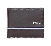 Nautica Cartera clásica de Cuero Plegable RFID para Hombre (Disponible en Grano Liso o Guijarro), Cinta con Logotipo, marrón, Taglia Unica