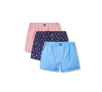 Nautica Classic Cotton 3-Pack Woven Boxer, Aero Blue/Gingham-Rose Coral/Lobster Print, M (Pack de 3) para Hombre