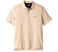 Nautica Classic Short Sleeve Solid Polo Shirt Camisa, Coastal Camel Heather, S para Hombre