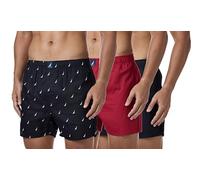 Nautica Cotton Woven 3 Pack Boxer Bxer, Negro Red/Sail Black, L para Hombre