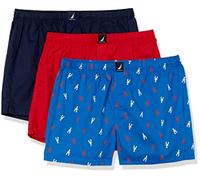 Nautica Cotton Woven 3 Pack Boxer Bxer, Peacoat/Rojo Brillante/2 Color Lobster, XL para Hombre