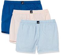 Nautica Cotton Woven 3 Pack Boxers Bóxer, Oasis Pink/Ocean Lapis/Pin Stripe Silver Lake, S (Pack de 3) para Hombre
