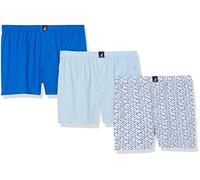 Nautica Cotton Woven 3 Pack Boxers Bxer, Noon Blue/Spinner Blue/Shark Print Peacoat, M (Pack de 3) para Hombre