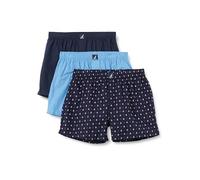 Nautica Cotton Woven 3 Pack Boxers Bxer, Peacoat/Aero Blue/Anchor, M (Pack de 3) para Hombre