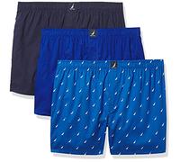 Nautica Cotton Woven 3 Pack Boxers Bxer, Peacoat/Ocean Lapis/Sail Sea Cobalt, L (Pack de 3) para Hombre