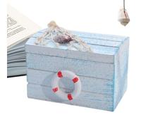 Náutica De Madera | Para Guardar Joyas Con Estrellas De Mar Y Salvavidas | Organizador Rústico De Joyas, Decorativa De Playa | Regalo De Estilo Costero, Objeto De Colección, Decor