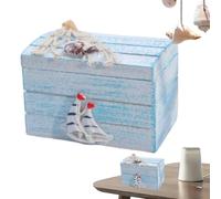 Náutica De Madera | Para Guardar Joyas Con Estrellas De Mar Y Salvavidas | Organizador Rústico De Joyas, Decorativa De Playa | Regalo De Estilo Costero, Objeto De Colección, Decor