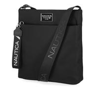 Nautica Diver Nylon Small Women's Crossbody Bag Purse with Adjustable Shoulder Strap, Black Enamel