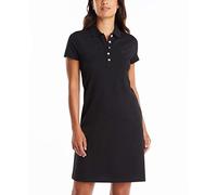 Nautica Easy Classic-Vestido Polo de algodón elástico de Manga Corta Informal, Negro (True Black), M para Mujer