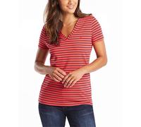 Nautica Easy Comfort V-Neck Striped Supersoft Stretch Cotton T-Shirt Camiseta, Coral Rosa, XL para Mujer