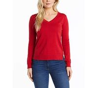 Nautica Effortless J-Class Jersey de Manga Larga 100% algodón con Cuello en V Suéter, Rojo, XL para Mujer