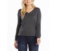 Nautica Effortless J-Class Long Sleeve 100% Cotton V-Neck Sweater Sudadera, Carbón, XXL para Mujer