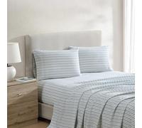 Nautica - Juego de sábanas de algodón percal Ligero con Fundas de Almohada a Juego, tamaño King, Frescas y Suaves, Certificado Oeko-Tex, Rayas Verdes (Coleridge Stripe Green)