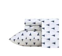 Nautica - Juego de sαbanas de percal de algodσn con fundas de almohada a juego, bolsillo profundo crujiente y fresco (Windtale Boat Navy Queen)