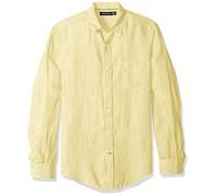 Nautica Linen Solid Slim Fit Camisa Casual, Sunshine, XL para Hombre