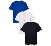 Nautica Men's 3-Pack Cotton V-Neck T-Shirt, Peacoat/Cobalt/White, Medium