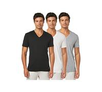 Nautica Men's 3-Pack Cotton V-Neck T-Shirt, White/Black/Heather Gray, LG