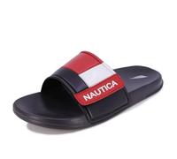 Nautica Men's Bower 2 Athletic Slide, Adjustable Straps Comfort Sandal-Black/White/Red-12