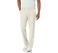 Nautica Men's Classic Fit Flat Front Stretch Solid Chino Deck Pant, Stone, 33W 34L