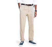 Nautica Men's Classic Fit Flat Front Stretch Solid Chino Deck Pant, True Khaki, 38W 32L