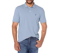 Nautica Men's Classic Fit Short Sleeve Dual Tipped Collar Polo Shirt, Lake City Blue, Large