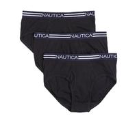 Nautica Men's Comfort Cotton Underwear Fly Front Brief-Multi Pack, 3 Black, XL