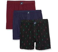 Nautica Men's Cotton Woven 3-Pack Boxers, Peacoat/Tawny Port/2 Way Anchor-Black Holiday