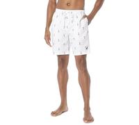 Nautica Men's Quick Dry All Over Classic Anchor Print Swim Trunk Baador para Hombre, Blanco Brillante, S