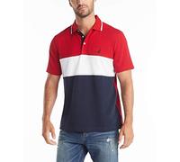 Nautica Men's Short Sleeve 100% Cotton Pique Color Block Polo Shirt