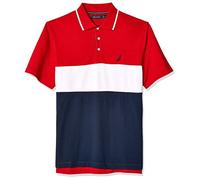 Nautica Men's Short Sleeve 100% Cotton Pique Color Block Polo Shirt