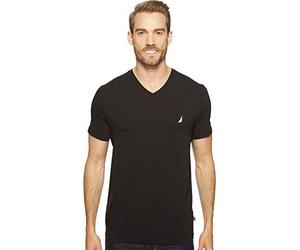 Nautica Men's Short Sleeve Solid Slim Fit V-Neck T-Shirt, True Black, Large