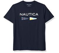 Nautica Men's Sustainably Crafted Logo Signal Flag Graphic T-Shirt Camiseta, Azul Marino, S para Hombre