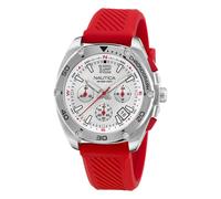 Nautica men's tin can bay chrono red silicone strap watch (model: napt