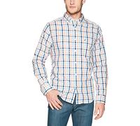 Nautica Men's Wrinkle Resistant Long Sleeve Button Front Shirt, Guava Punch, Medium
