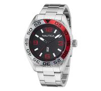 Nautica N83 NAPFWS306 Finn World - Reloj de pulsera de acero inoxidable para hombre, tono plateado/negro/SST, tono plateado/negro/SST, pulsera, Tono plateado/negro/sst, pulsera