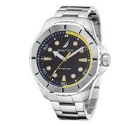 Nautica NAPKMS301 KOH May Bay - Reloj de pulsera de acero inoxidable reciclado (85%) para hombre, tono plateado/negro/SST, tono plateado/negro/SST, pulsera, Tono plateado/negro/sst, pulsera