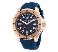Nautica NAPKMS306 KOH May Bay - Reloj de pulsera de silicona azul para hombre, oro rosa/azul/azul, oro rosa/azul/azul, correa, Oro rosa/azul/azul, Correa