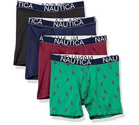 Nautica Pack de 4 Calzoncillos Micro Boxer para Hombre, Negro/Peacoat/Tawny Port/Estampado de Langosta, Large