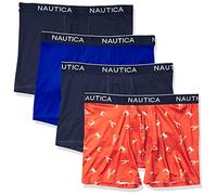Nautica Pack de 4 Calzoncillos Micro Ropa Interior de Hombres, 2 Peacoat/Sea Cobalt/Lobster Crab Print Red, L