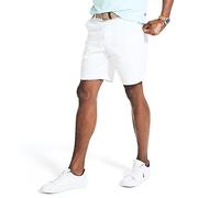 Nautica Pantalones Cortos Chinos de Ajuste clásico para Hombre, con Parte Delantera Plana, elásticos, Color Liso, de 21,5 cm, Blanco Brillante, 40