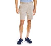 Nautica Pantalones Cortos Chinos de Ajuste clásico para Hombre, con Parte Delantera Plana, elásticos, Color Liso, de 21,5 cm, Caqui (True Khaki), 32