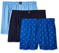 Nautica - Paquete de 3 Calzoncillos clásicos Tipo bóxer de algodón para Hombre, Marino/Dellarobbia/Velas-Cobalto mar (Peacoat/Dellarobbia/Sails-Sea Cobalt), Talla XL de EE. UU.