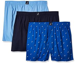 Nautica - Paquete de 3 Calzoncillos clásicos Tipo bóxer de algodón para Hombre, Marino/Dellarobbia/Velas-Cobalto mar (Peacoat/Dellarobbia/Sails-Sea Cobalt), Talla XL de EE. UU.