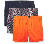 Nautica - Paquete de 3 Calzoncillos Tipo bóxer de algodón para Hombre, Marino/Naranja Tropical Estampado Logotipo (Peacoat/Tropic Orange), Talla XK
