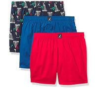 Nautica - Paquete de 3 Calzoncillos Tipo bóxer de algodón para Hombre, Rojo Azul Windsurf/Estampado Azul Vela, Talla XL